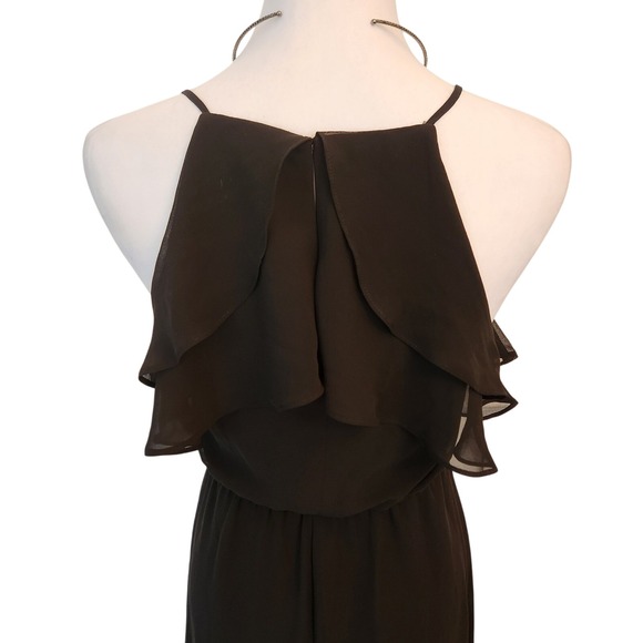 BCBG Generation Black Maxi Dress Ruffle Sheer Bottom V Neck Sleeveless Maxi NWT - Picture 5 of 12